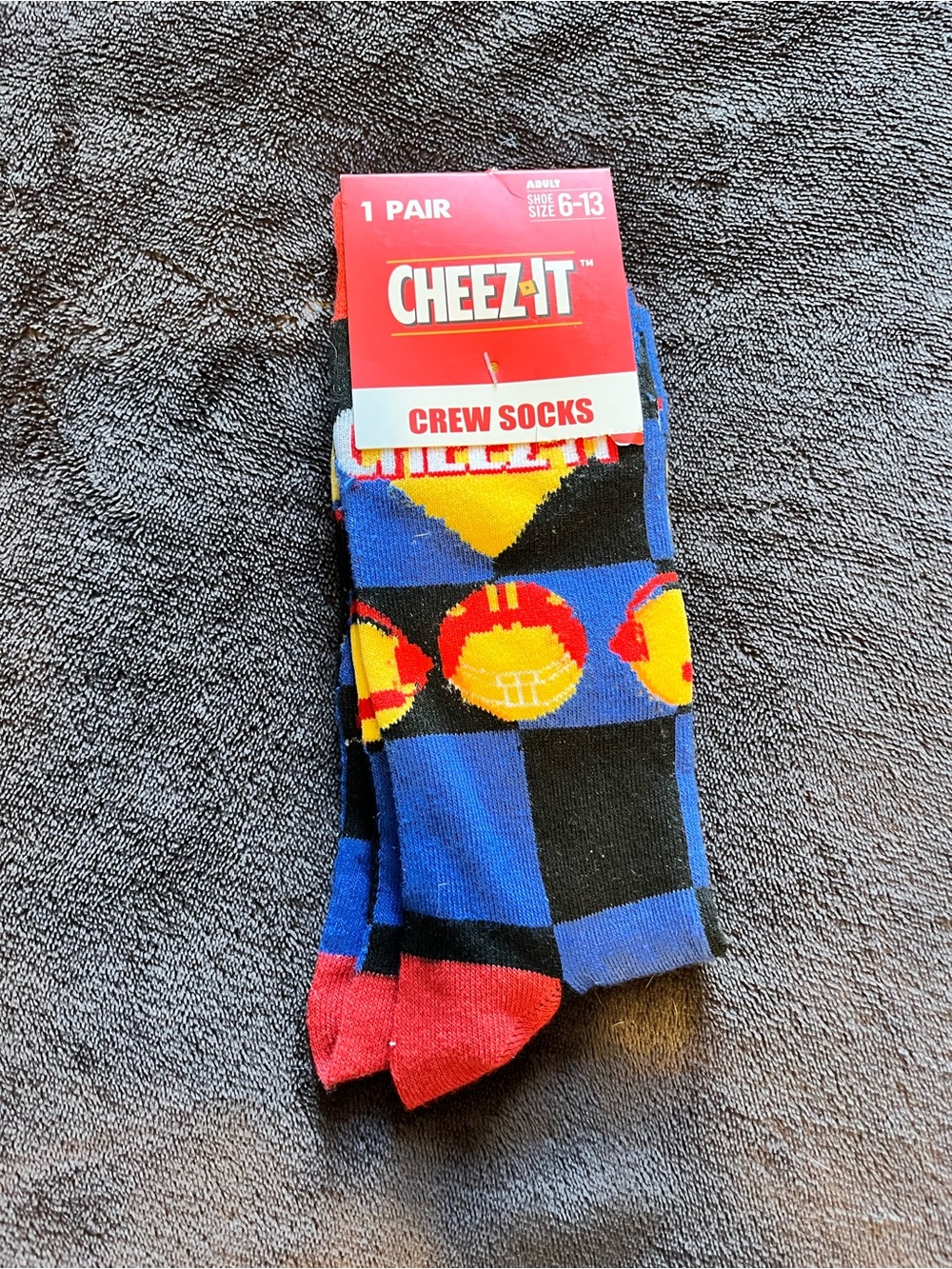 NWT Cheez-It Football Pattern Novelty Crew Socks Size 6-13